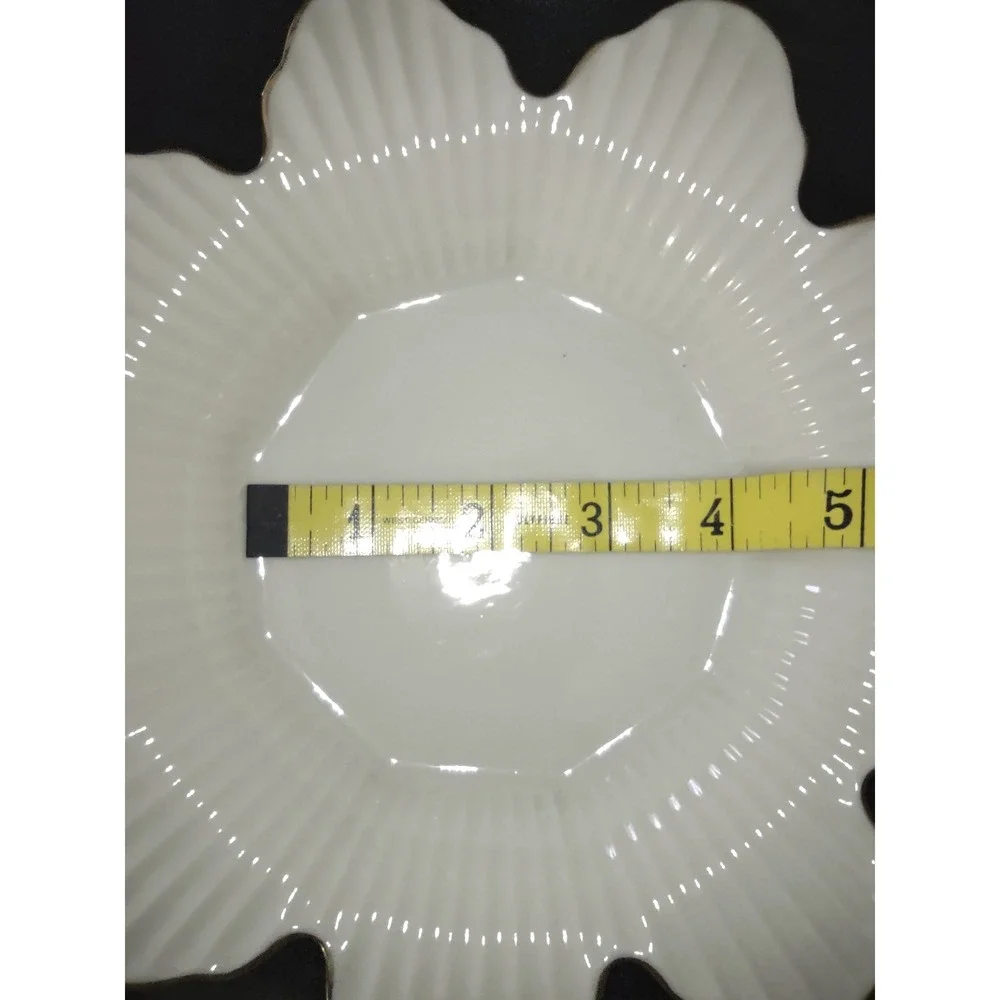 Lenox Meridian Collection Candy Dish‎ Scalloped Gold Rim Cream